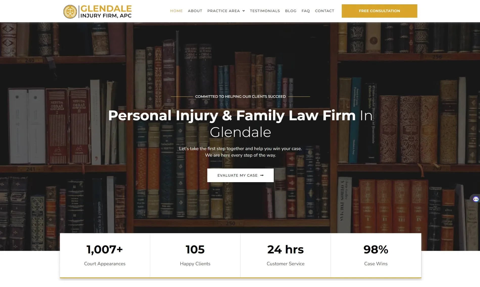 Glendale Injury Firm website designed by Lawzen