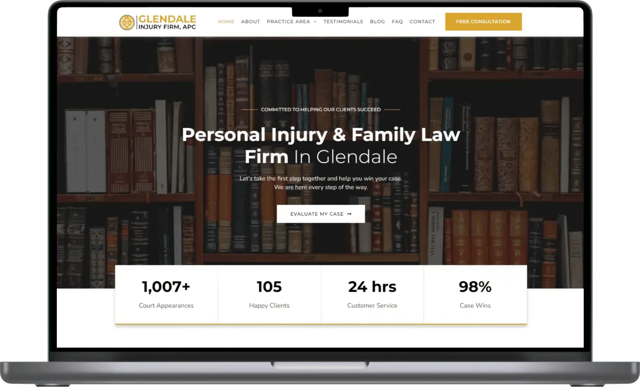 Glendale injury personal injury law firms mockup
